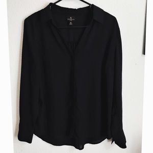 Black Button-Up Chiffon Shirt